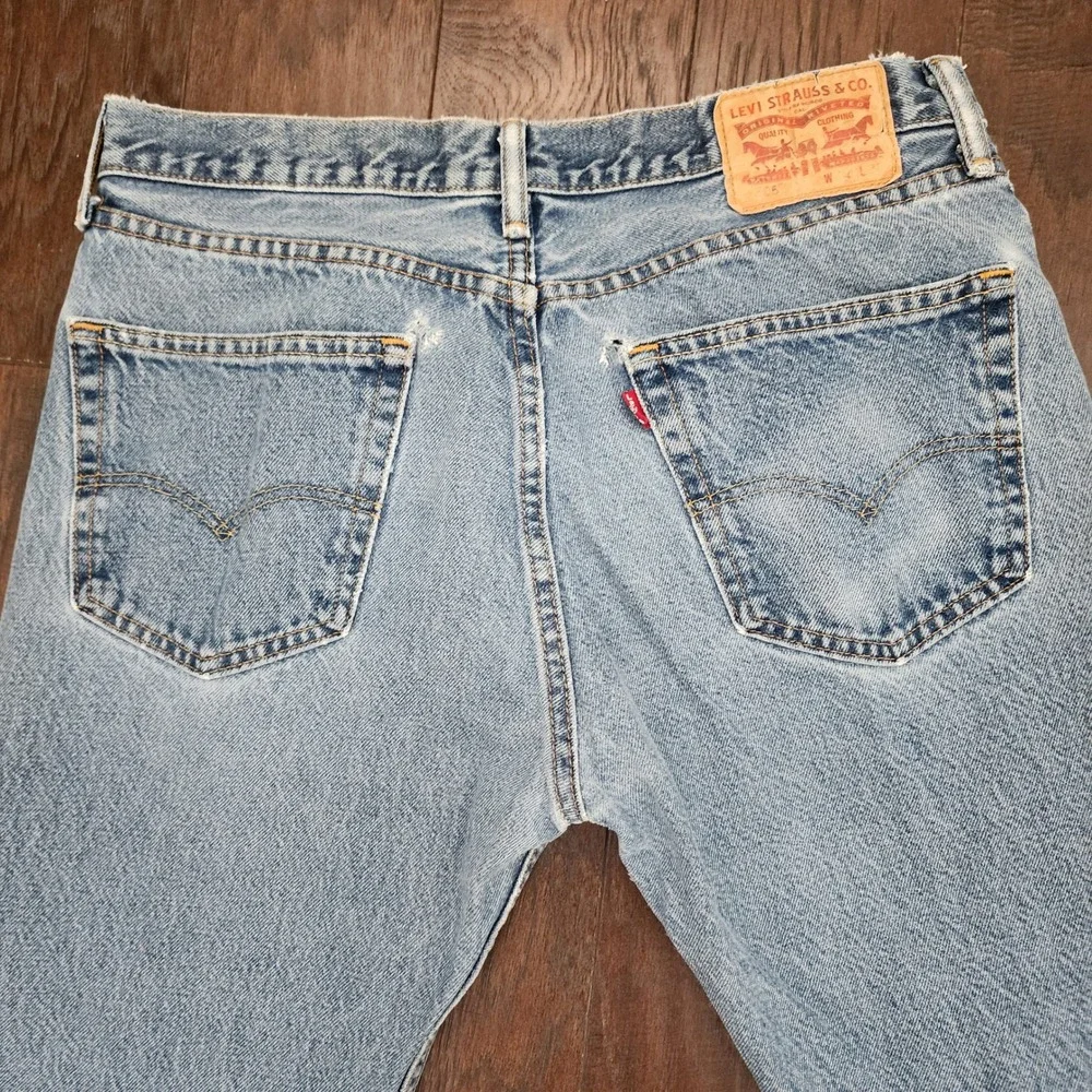 Levi 505 Regular Fit Jeans Light Wash Blue Straight Leg Denim Mens 34x30